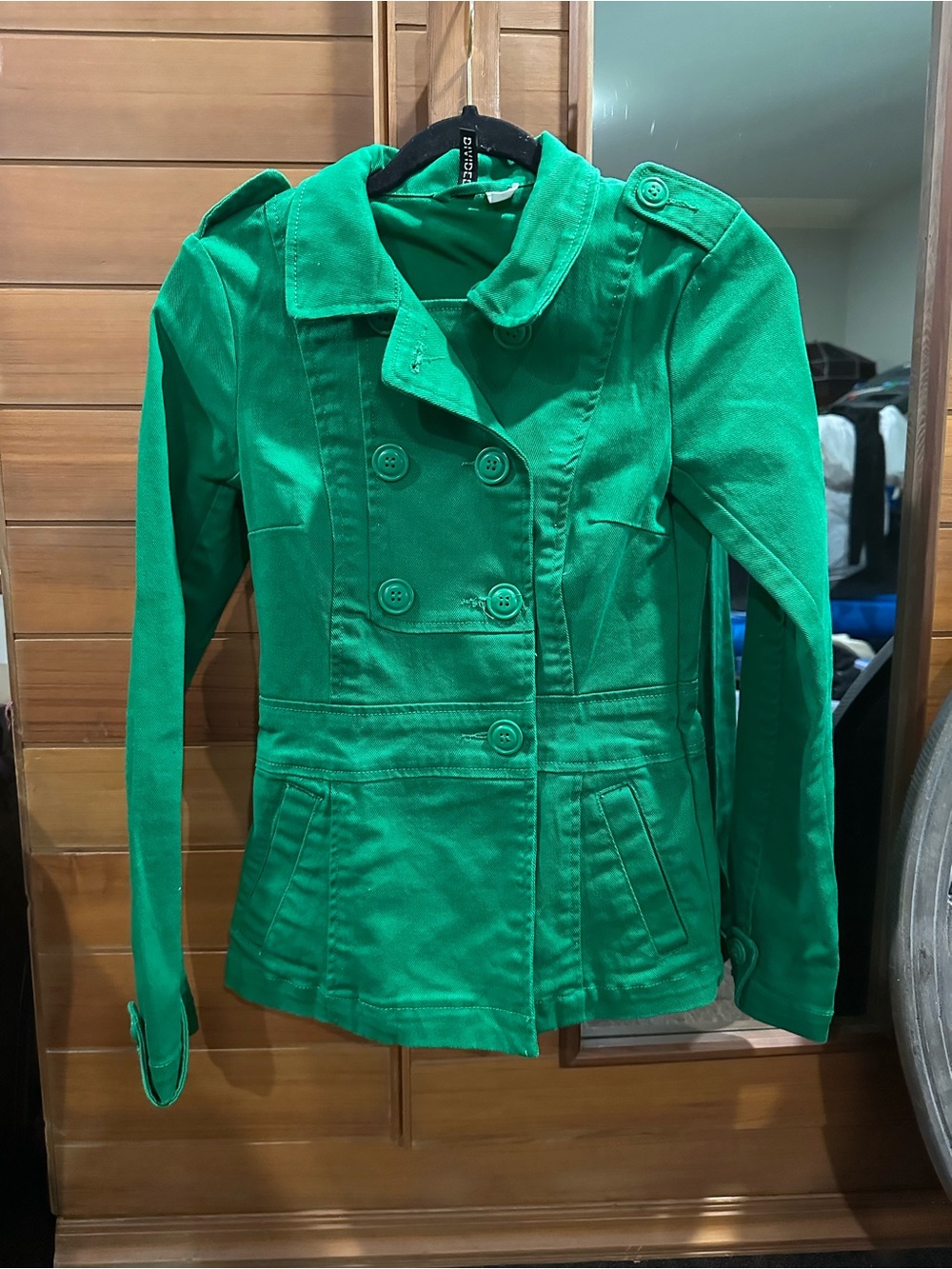 Divided Green Double-Breasted Pea Coat